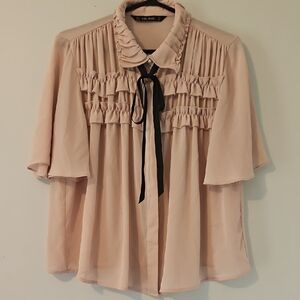 Zara Light Pink Ruffle Blouse